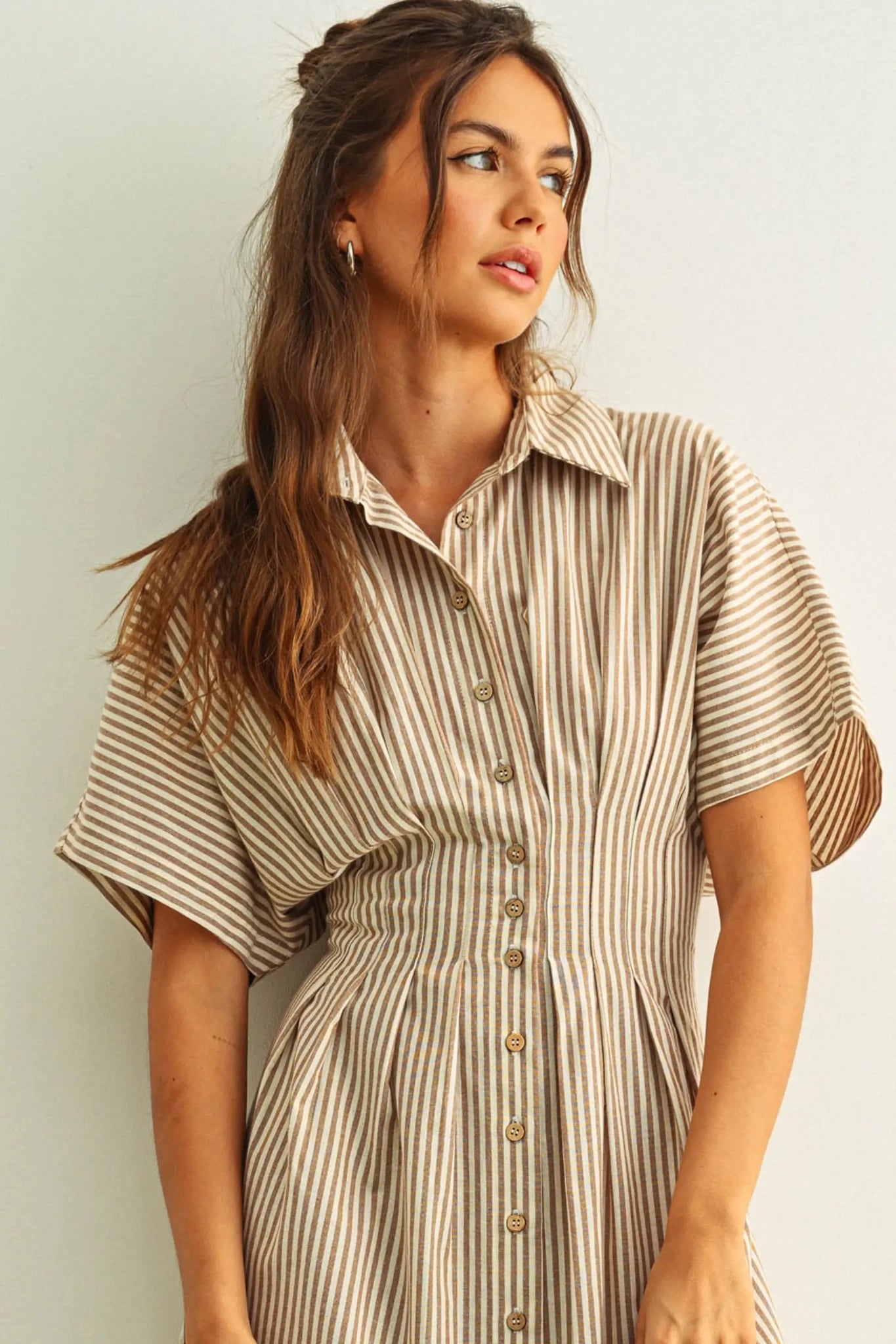Striped Button Down Shirtdress - The Cozy Nest