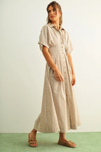 Striped Button Down Shirtdress - The Cozy Nest