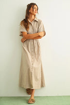 Striped Button Down Shirtdress - The Cozy Nest