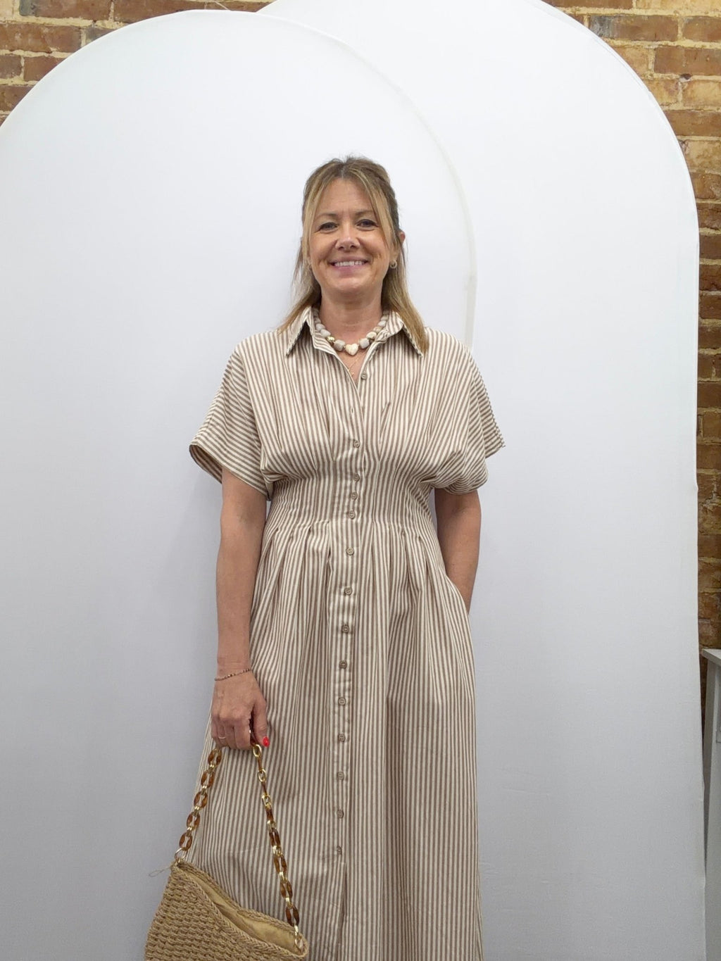 Striped Button Down Shirtdress - The Cozy Nest