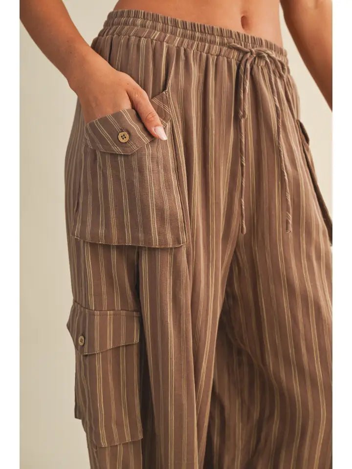 Striped Mocha Pants - The Cozy Nest