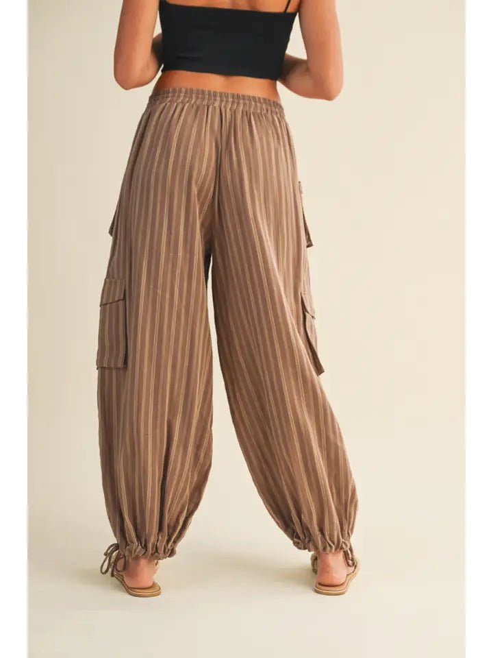 Striped Mocha Pants - The Cozy Nest