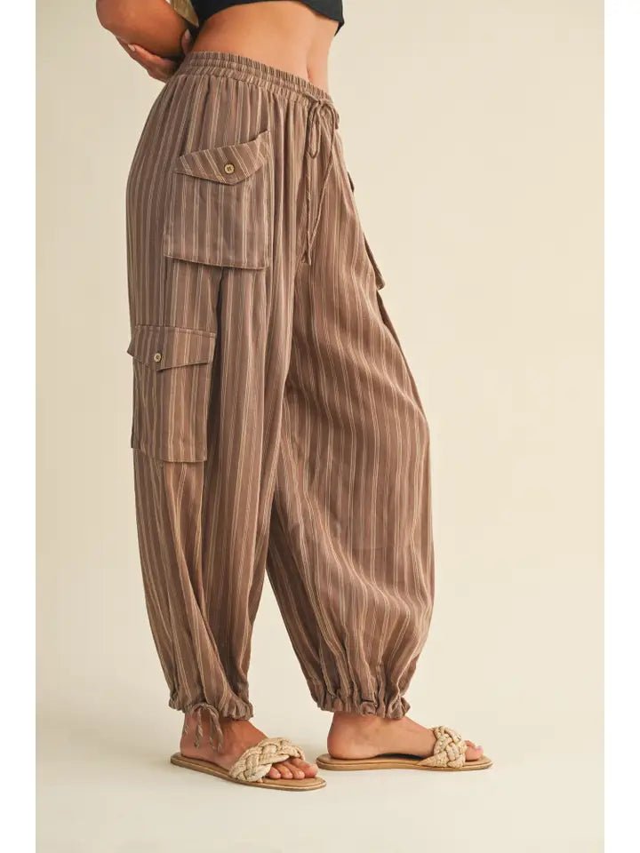 Striped Mocha Pants - The Cozy Nest