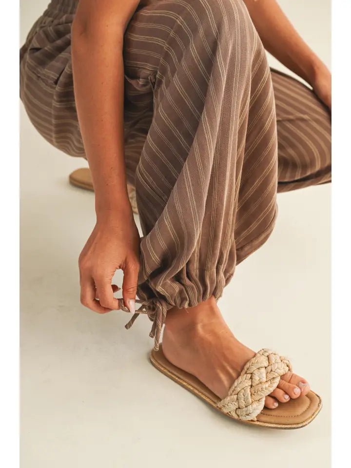 Striped Mocha Pants - The Cozy Nest