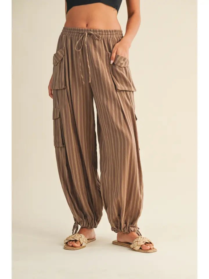 Striped Mocha Pants - The Cozy Nest