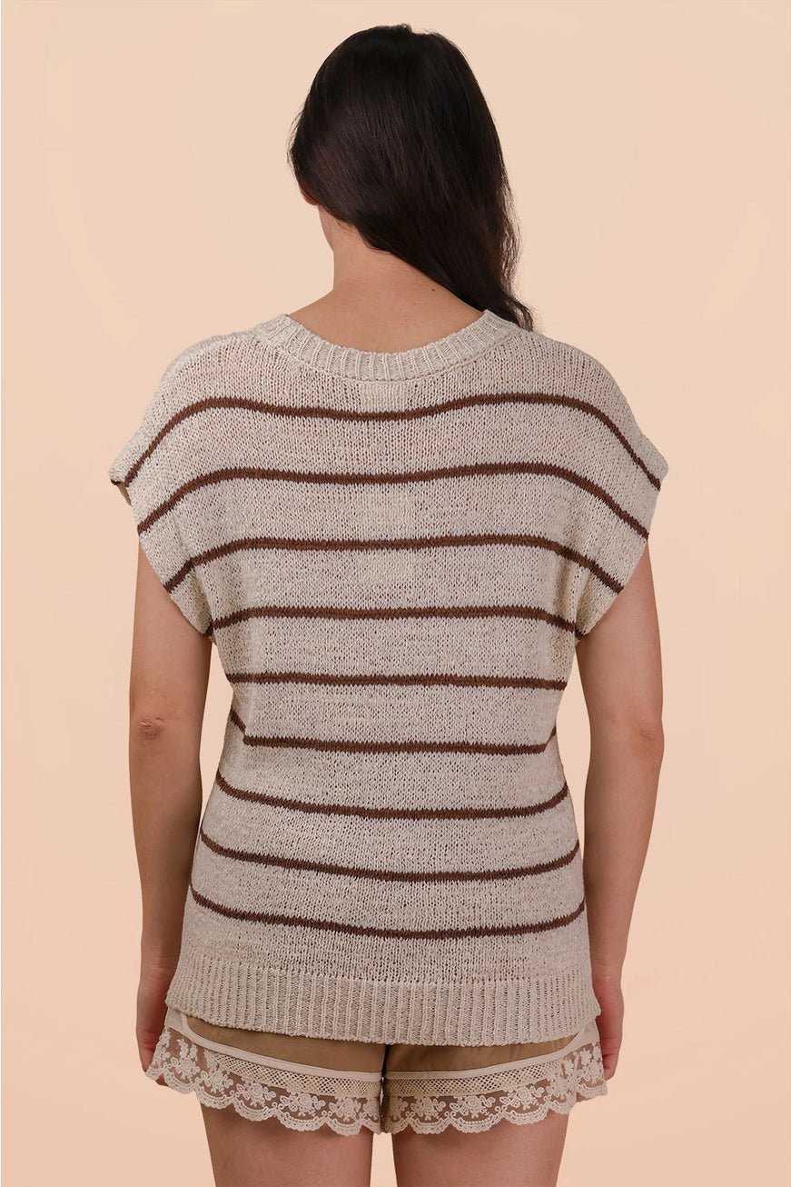 Striped Short Sleeve Sweater - The Cozy Nest