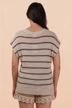 Striped Short Sleeve Sweater - The Cozy Nest