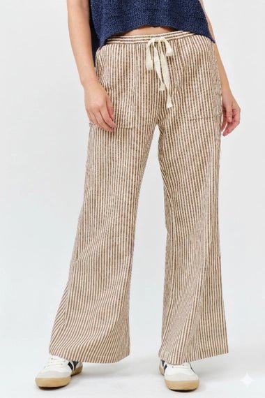 Striped Wide Linen Pants - The Cozy Nest