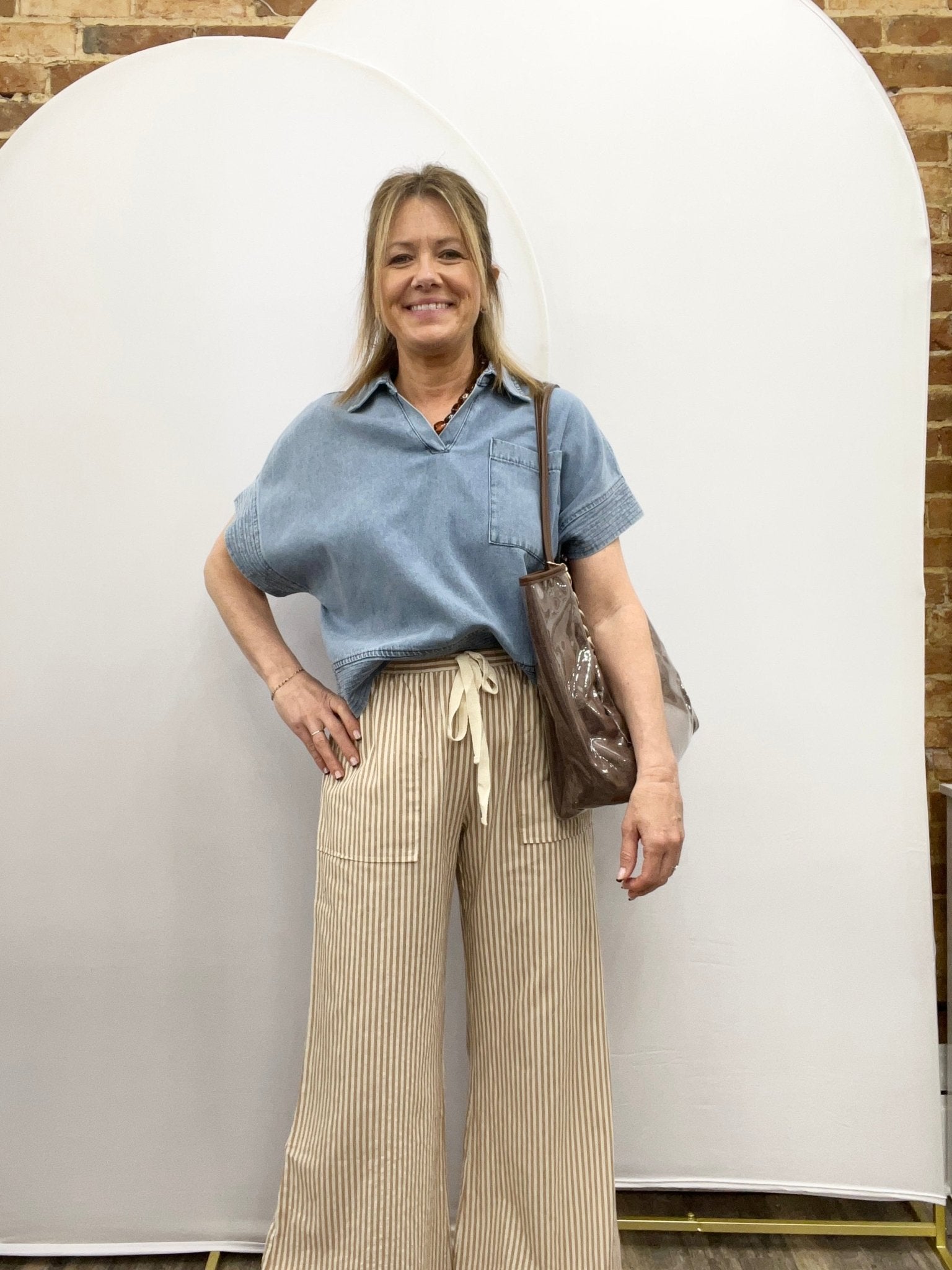 Striped Wide Linen Pants - The Cozy Nest