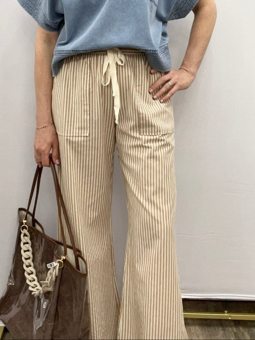 Striped Wide Linen Pants - The Cozy Nest