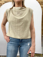 Structured Shoulder Draped Cowl Blouse - The Cozy Nest