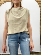 Structured Shoulder Draped Cowl Blouse - The Cozy Nest