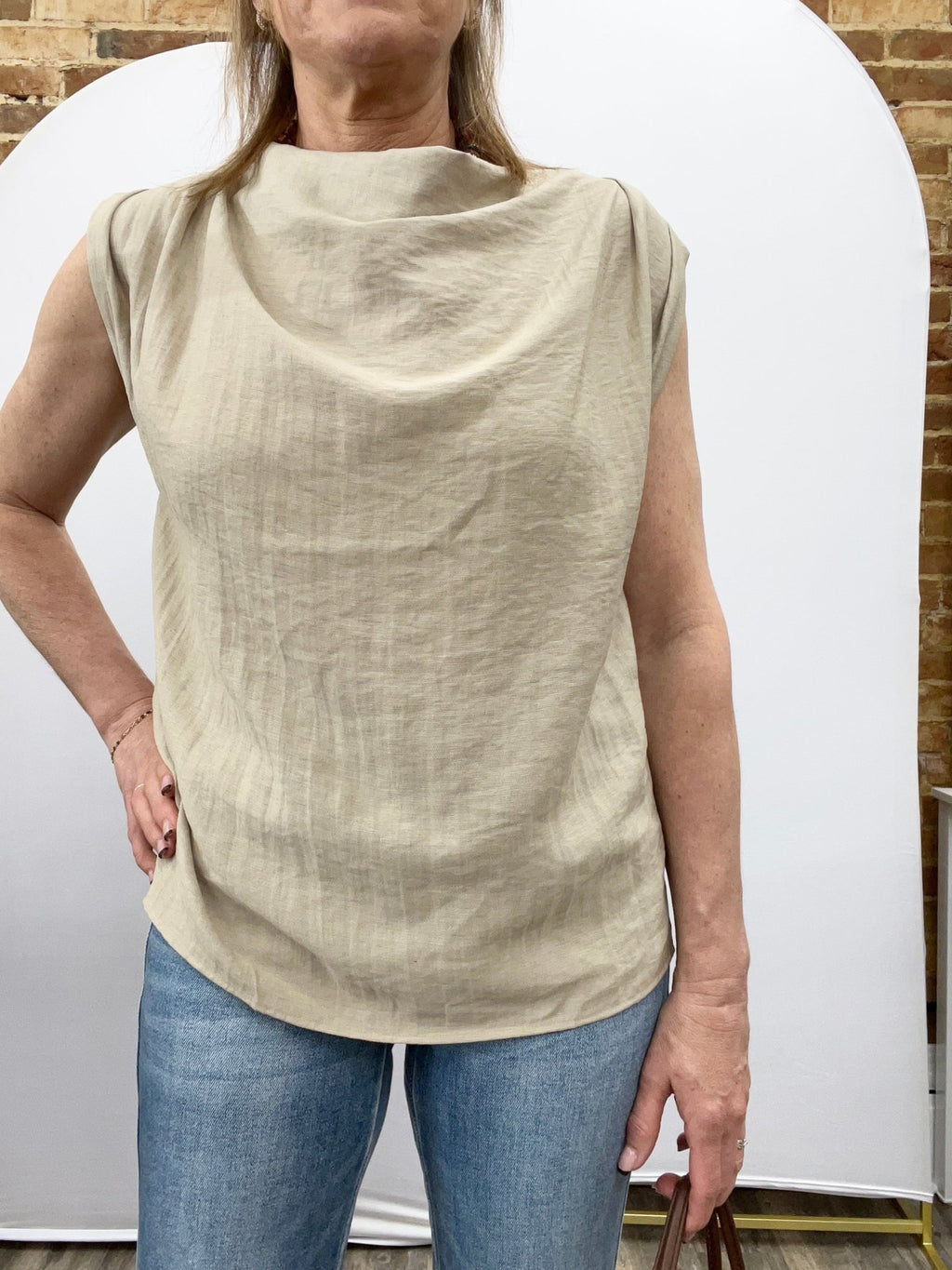 Structured Shoulder Draped Cowl Blouse - The Cozy Nest
