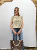 Structured Shoulder Draped Cowl Blouse - The Cozy Nest