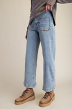 Stud Detail Washed Jeans - The Cozy Nest