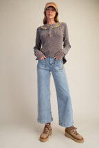 Stud Detail Washed Jeans - The Cozy Nest