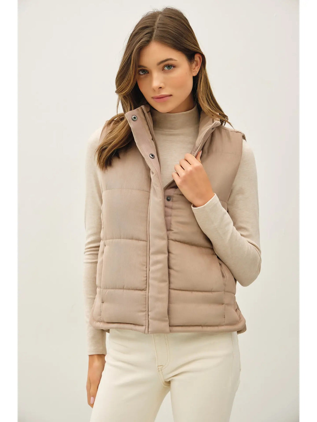 Suede Puffer Vest - The Cozy Nest