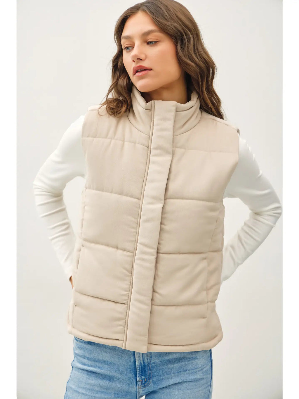 Suede Puffer Vest - The Cozy Nest