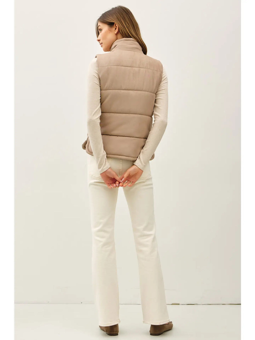 Suede Puffer Vest - The Cozy Nest