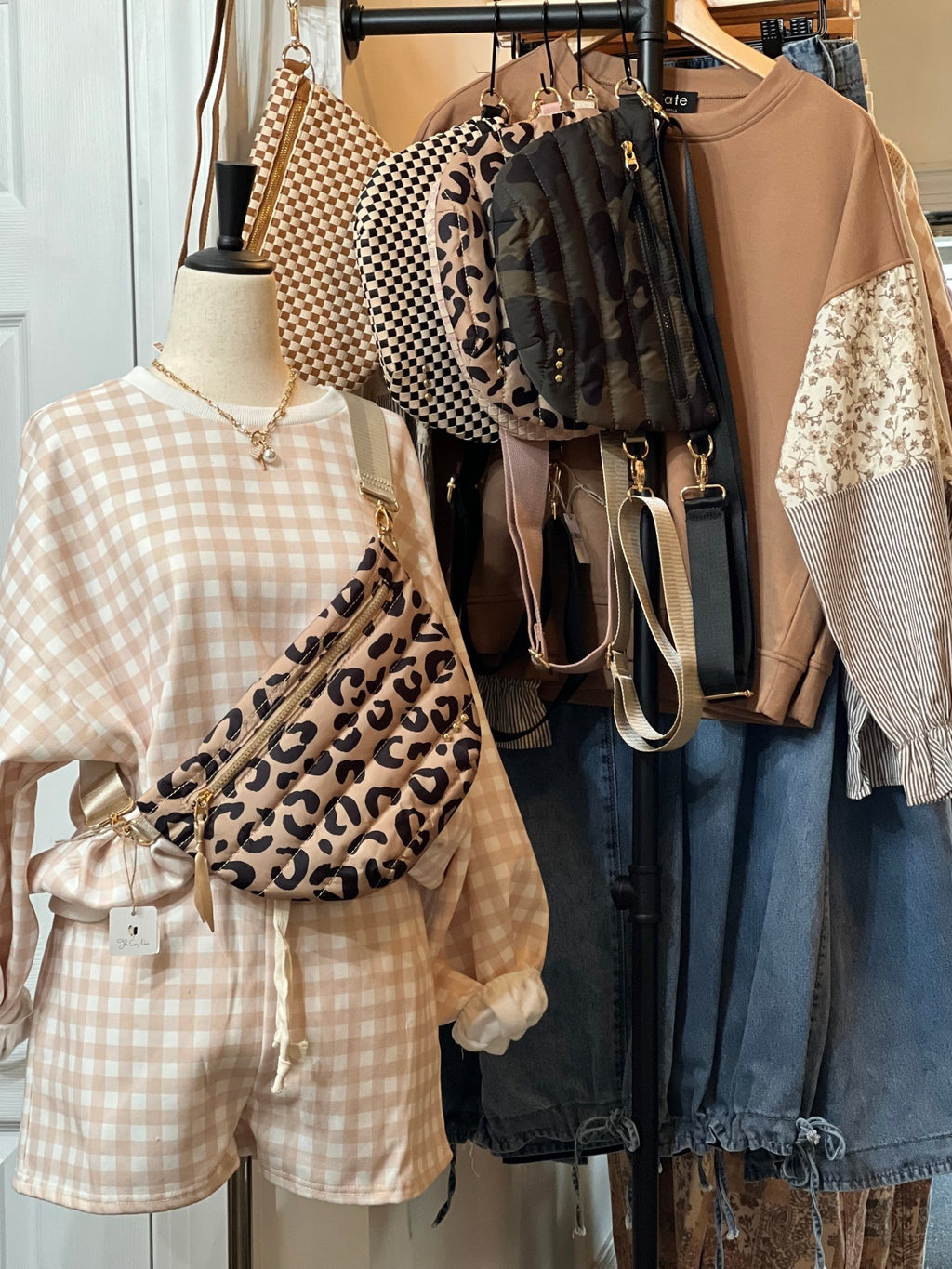 Tan Gingham Shorts Set - The Cozy Nest