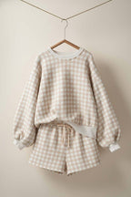 Tan Gingham Shorts Set - The Cozy Nest