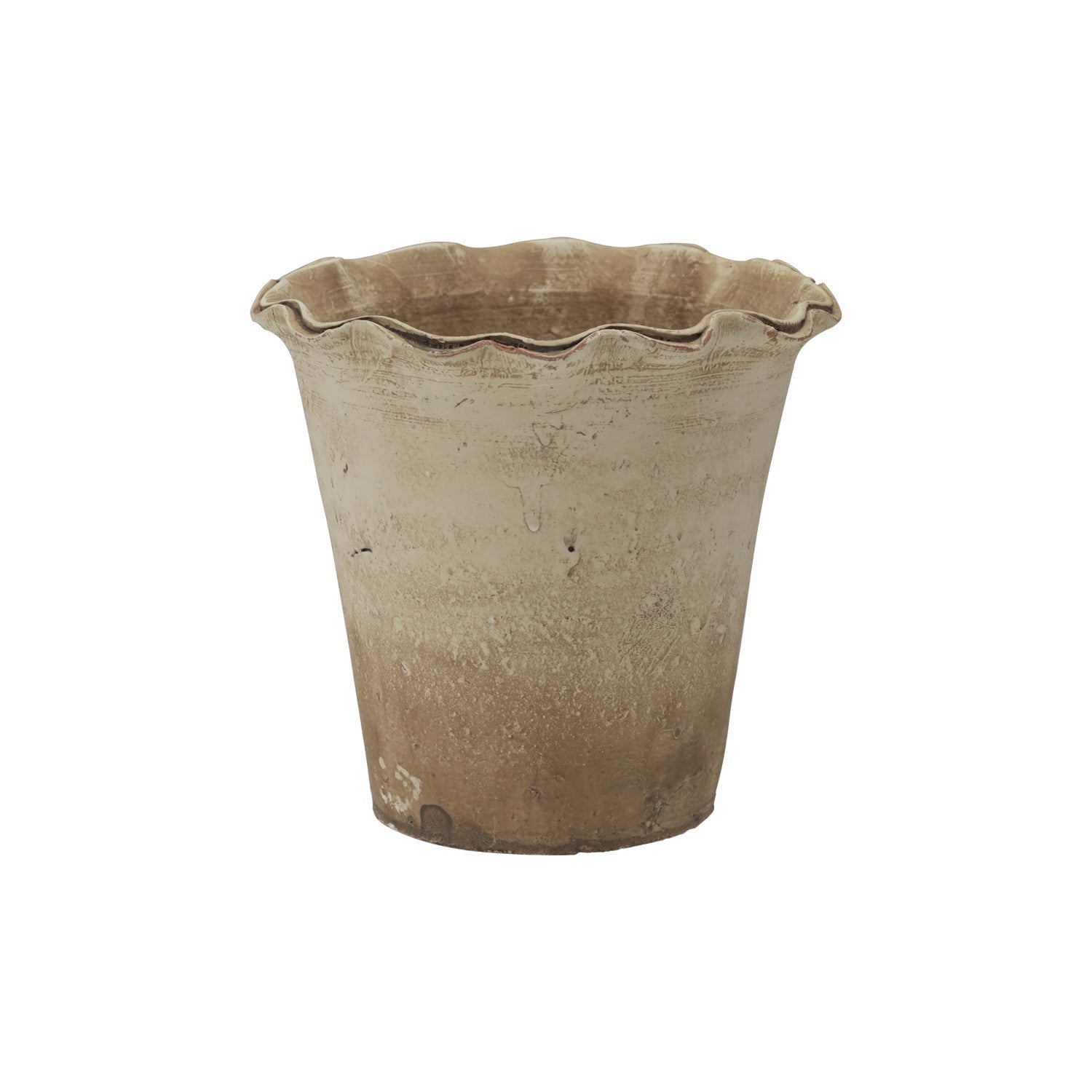 Terra - cotta Planter w/ Ruffled Edge, Distressed Finish - The Cozy Nest