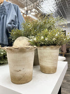 Terra - cotta Planter w/ Ruffled Edge, Distressed Finish - The Cozy Nest