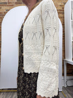 Textured Pointelle Button Front Cardigan Top - The Cozy Nest