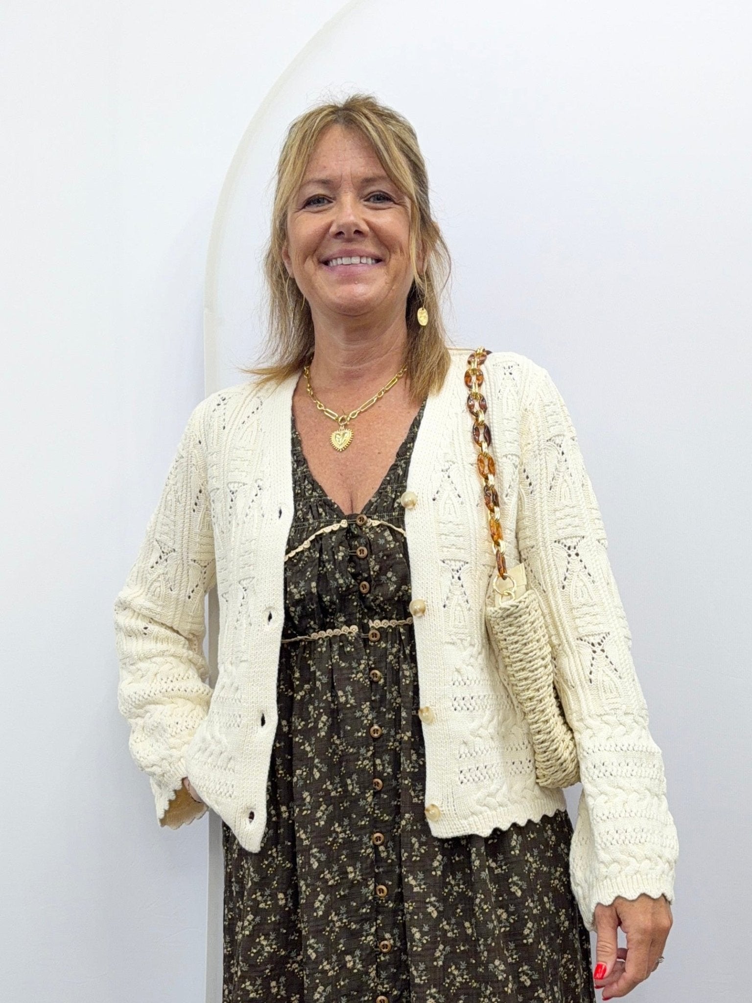 Textured Pointelle Button Front Cardigan Top - The Cozy Nest