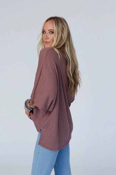 Tie Sleeve Top In Mulberry - The Cozy Nest