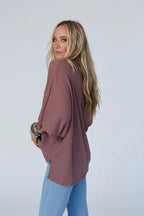 Tie Sleeve Top In Mulberry - The Cozy Nest