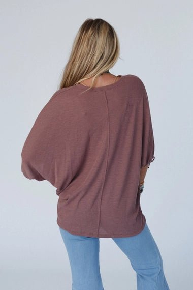 Tie Sleeve Top In Mulberry - The Cozy Nest