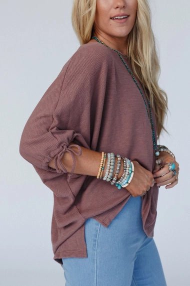 Tie Sleeve Top In Mulberry - The Cozy Nest