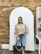 Tie Sleeve Top In Taupe - The Cozy Nest