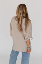 Tie Sleeve Top In Taupe - The Cozy Nest