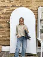 Tie Sleeve Top In Taupe - The Cozy Nest
