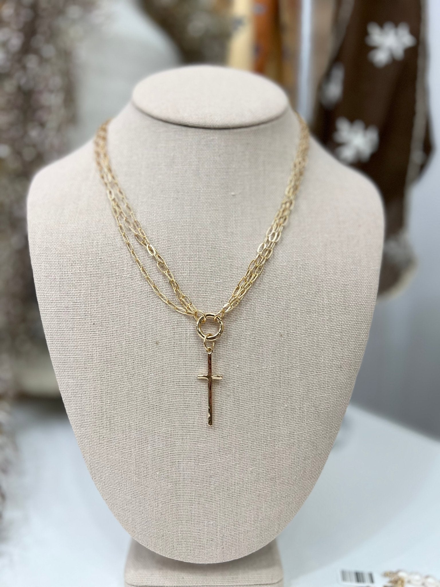 Triple Chain Cross Necklace - The Cozy Nest