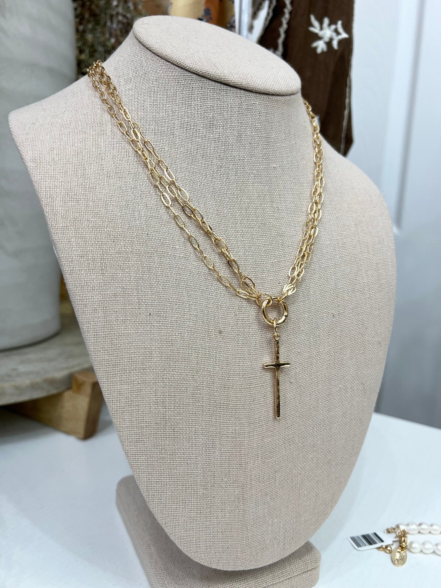 Triple Chain Cross Necklace - The Cozy Nest