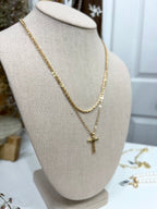 Twisted Rope Layered Cross Necklace in Shiny Gold - The Cozy Nest