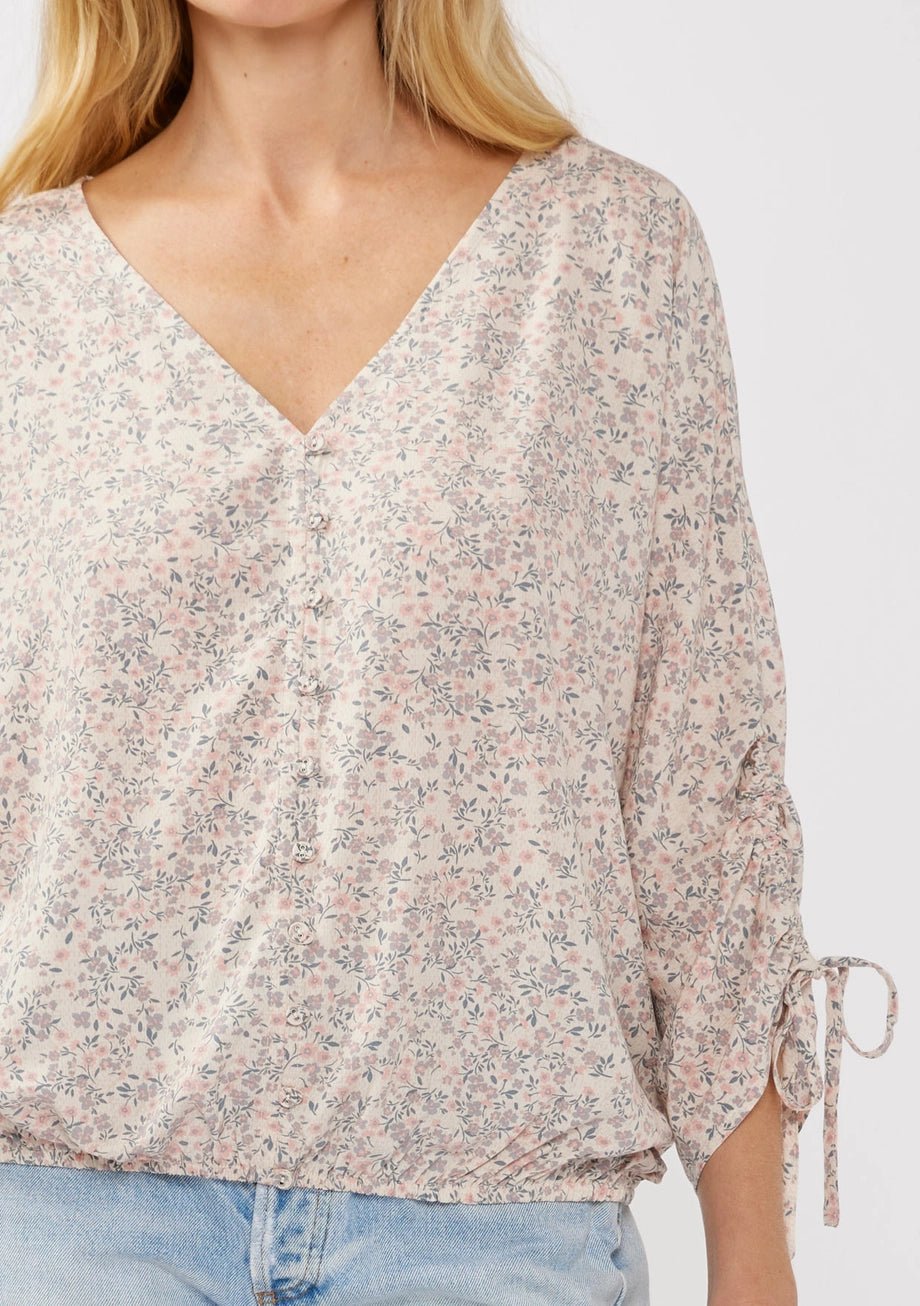 V - Neck Button - Front Floral Blouse - The Cozy Nest