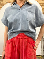 V Neck Denim Top - The Cozy Nest