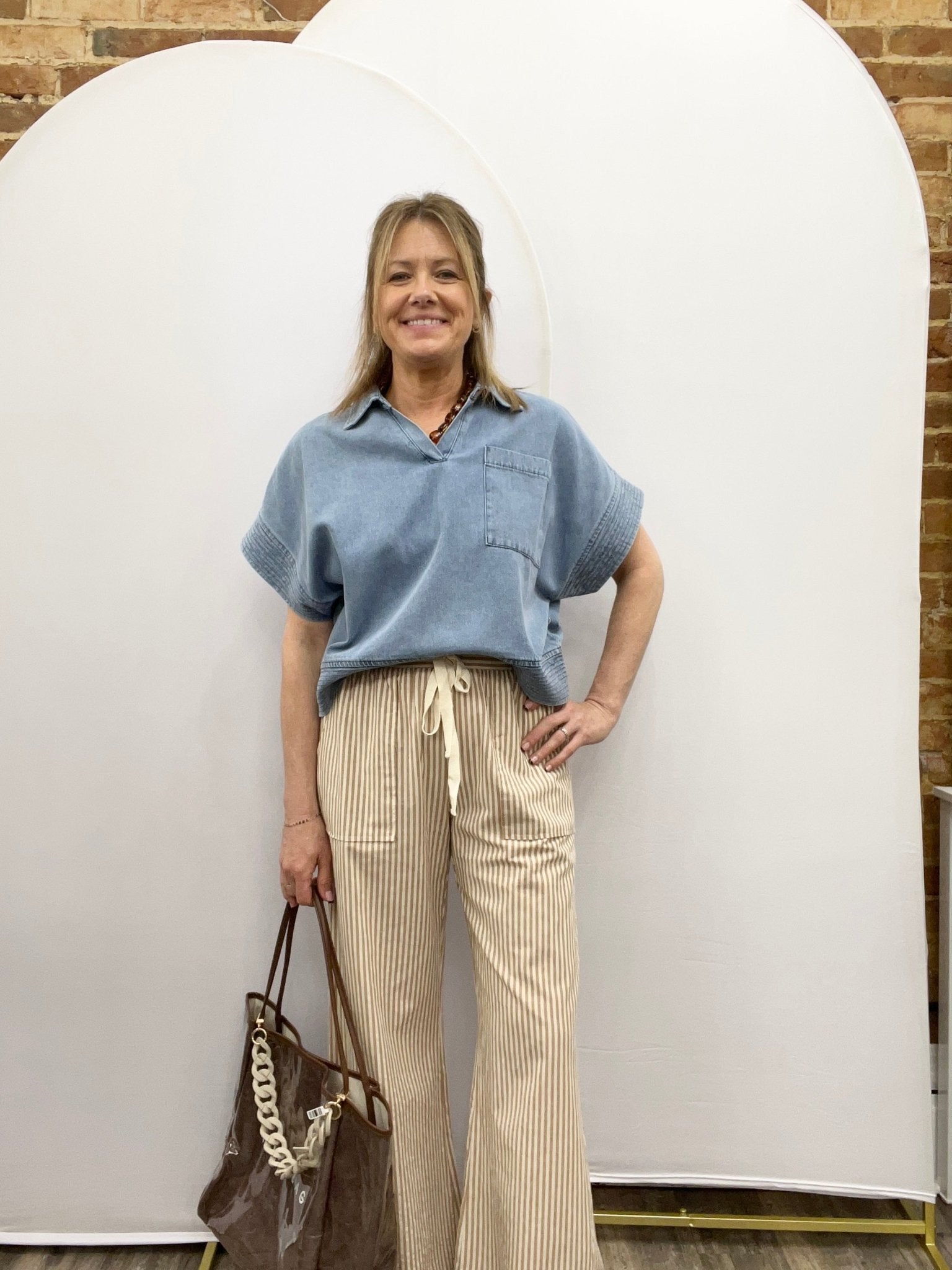 V Neck Denim Top - The Cozy Nest