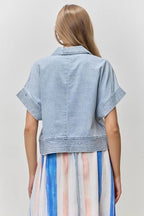 V Neck Denim Top - The Cozy Nest