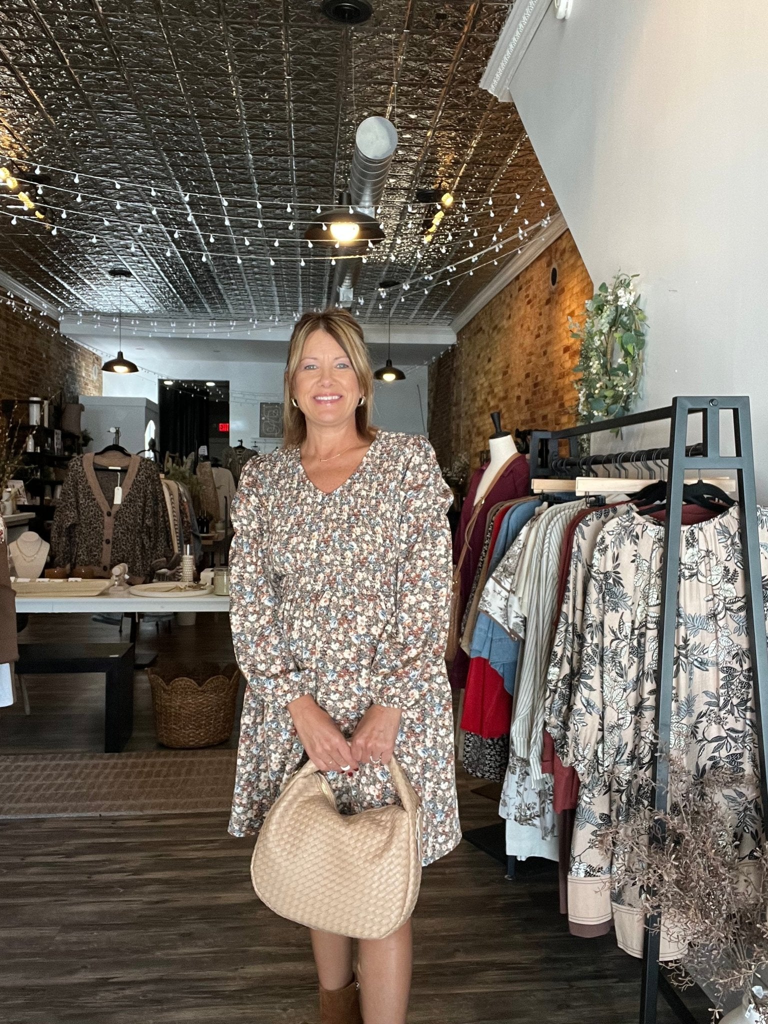 Vintage Flower Print Smocking Detail Mini Dress - The Cozy Nest