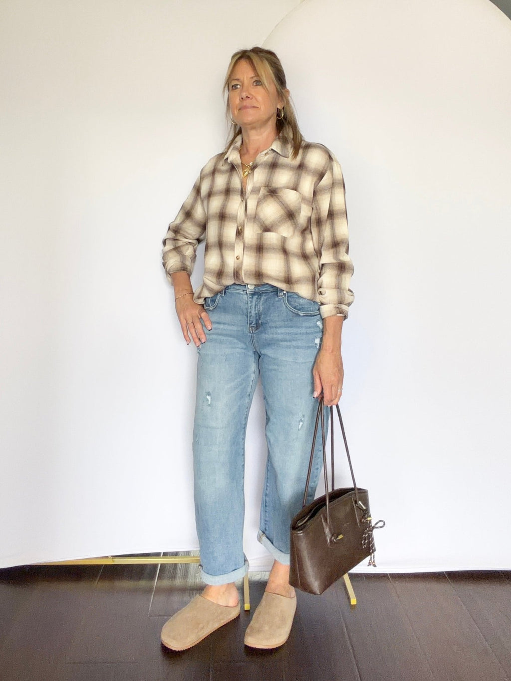Vintage Plaid Button Down Top - The Cozy Nest