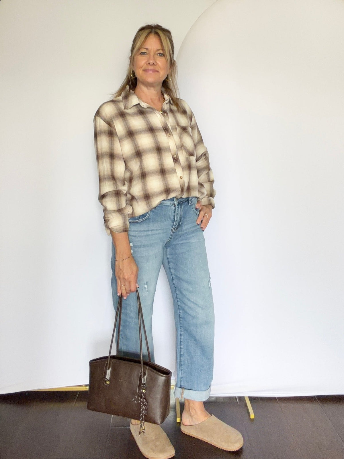 Vintage Plaid Button Down Top - The Cozy Nest