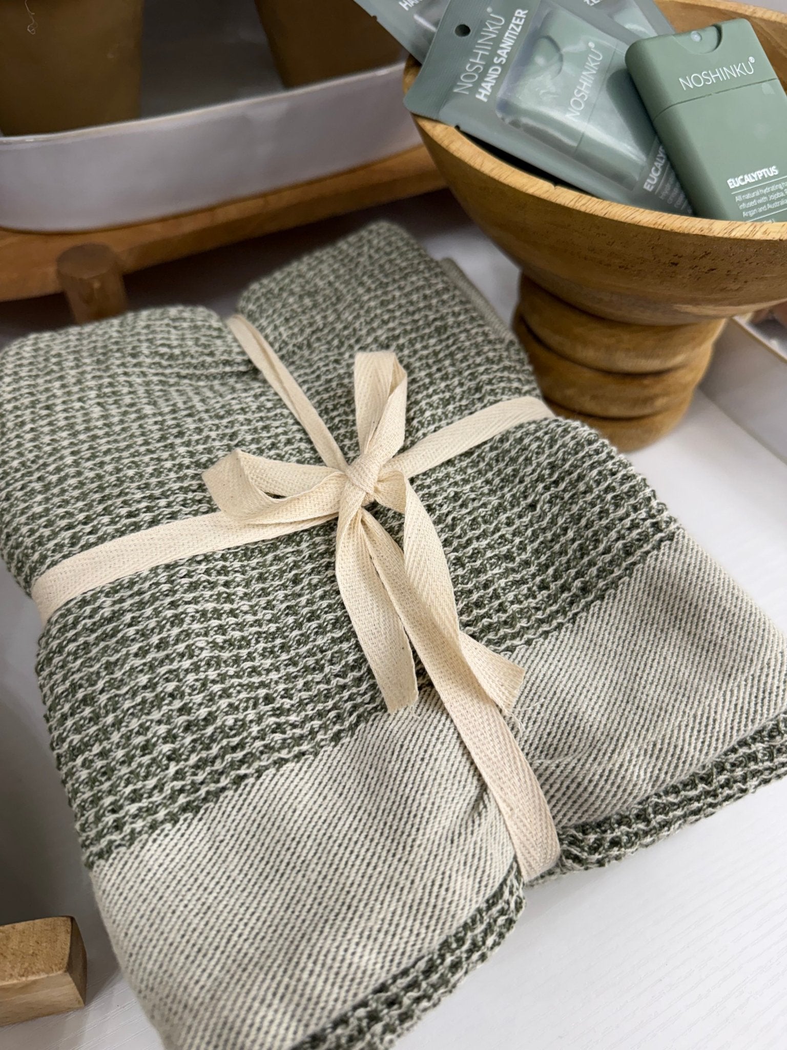 Waffle Towel Set-Olive - The Cozy Nest