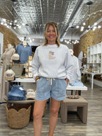 Washed Denim Drawstring Patch Pocket Shorts - The Cozy Nest