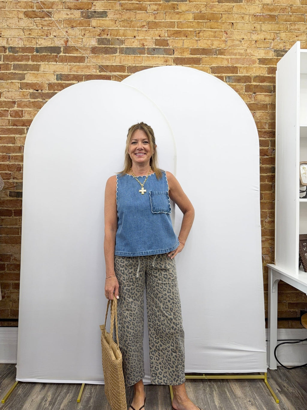 Washed Denim Scalloped Top - The Cozy Nest