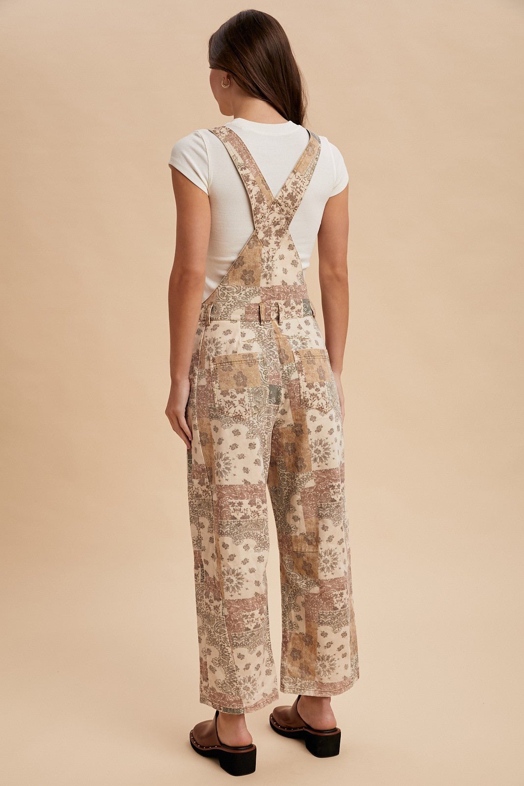 Washed Vintage Boho Print Twill Denim Overall - The Cozy Nest